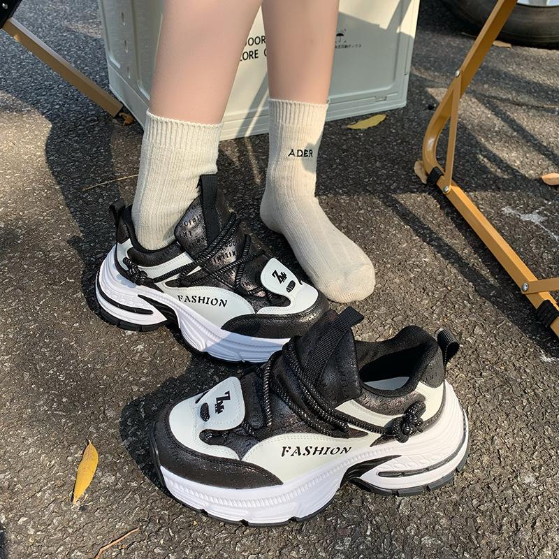 Height increase 8cm old dad shoes women's 2025 spring and autumn new small muffin platform women's shoes casual sports shoes