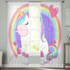 Süßes Einhorn mit Regenbogen, transparente Fenstervorhänge für Wohnzimmer, Schlafzimmer, moderne Voile-Tüll-Vorhänge, Stoffvorhänge für die Küche