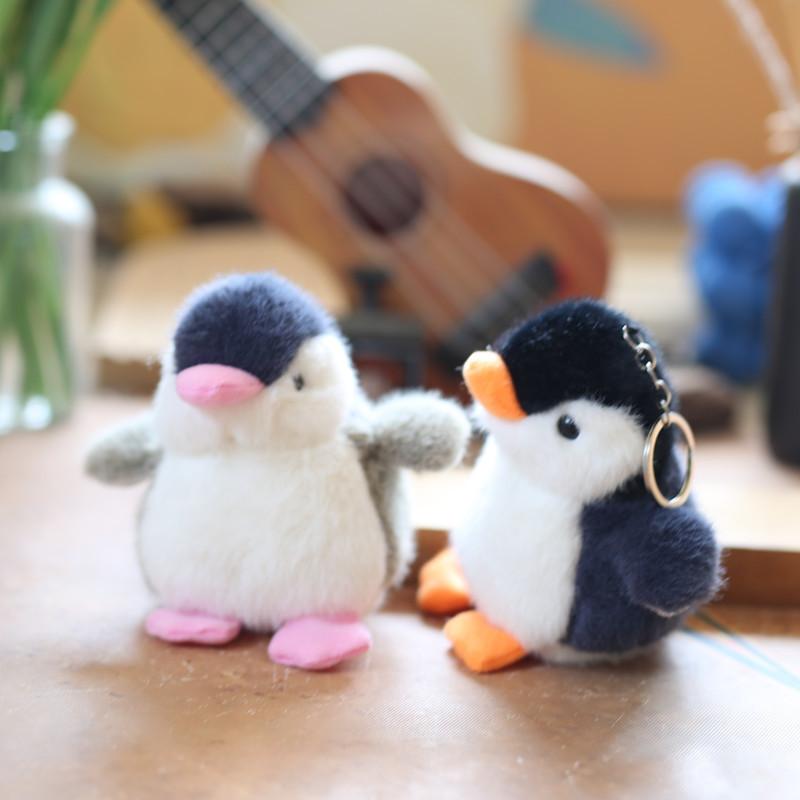 Charming Grey Black Penguin Plush Keychain Kids Bookbag Accessory Gift