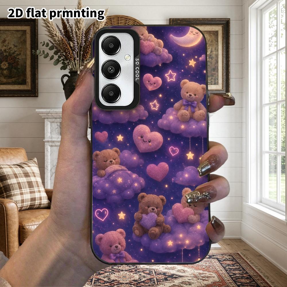 Phone Case: 2D Flat Samsung Galaxy A34 A35 M05 M06 S20 S22 S21 FE Plus 5G Protective Case, Couples Style, Starry Sky with Little Bears, Christmas and 