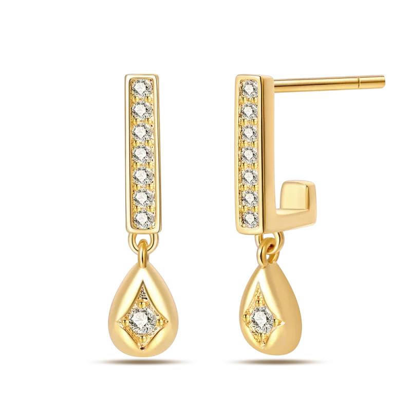 Original New In 925 Silver Gold Star And Moon Pave Colored Zircon Earrings For Women Trending Fashion Jewelry Birthday Gift
