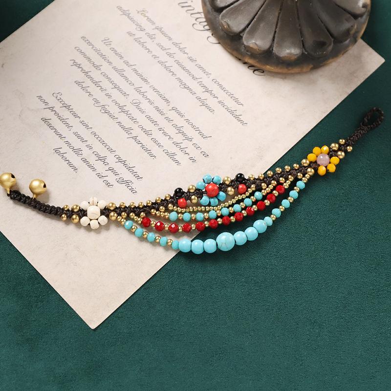 Original Thai ethnic style woven bracelet, Yunnan retro natural stone multi-layer Bohemian exotic style bracelet
