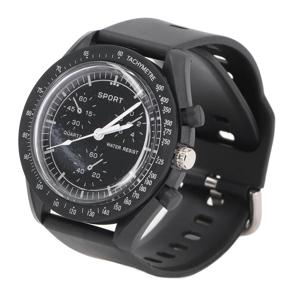 Digital Sports Watch Accurate Time Waterproof Stopwatch Clear Lens Electronic Watch Black Strap Black Screen Quartz