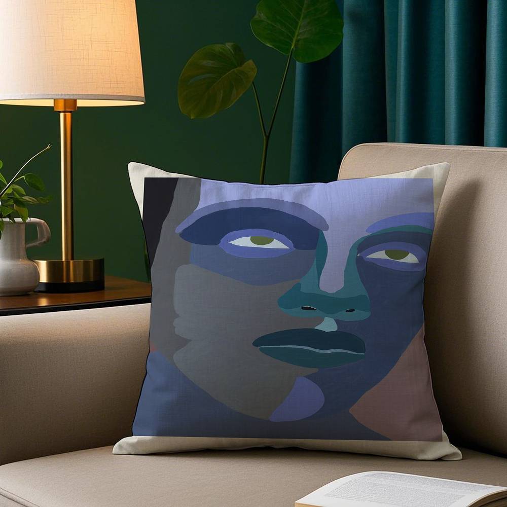 

Abstract Face Pillow Case Plush Fabric Soft Pillowcase Double Sided Print Sofa Cushion Cover Throw 12x12Inch