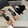 Fashion Eilyken Spring Butterfly-knot Women's Slippers Sandals Sexy Pointed Toe High Heel Pumps Ladies Stripper Mules Shoe