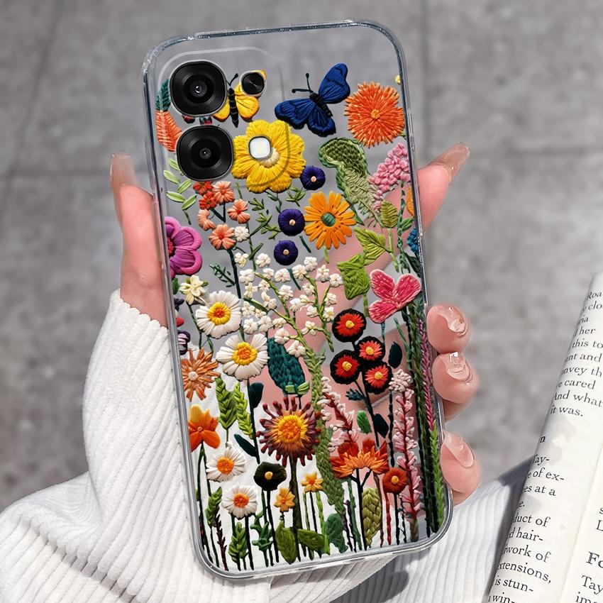 For Oppo A6 Pro A6x A5x K13 Realme 15X C85 V70 V70s CT 7 7T 8 Phone Cases Beautiful Sakura Butterflies Patterns Casing Soft Silicone TPU Clear Housing
