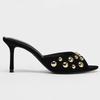 Summer Women's Fashion Rivet Slippers Open Toe Slip-On Dress Slides Casual Party Street Style Shoes