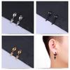 1 Pair Black Stainless Steel Punk Hip Hop Hanging Hoop Earrings with Triangle Design Dangle for Unisex Gothic Streetwear Jewelry