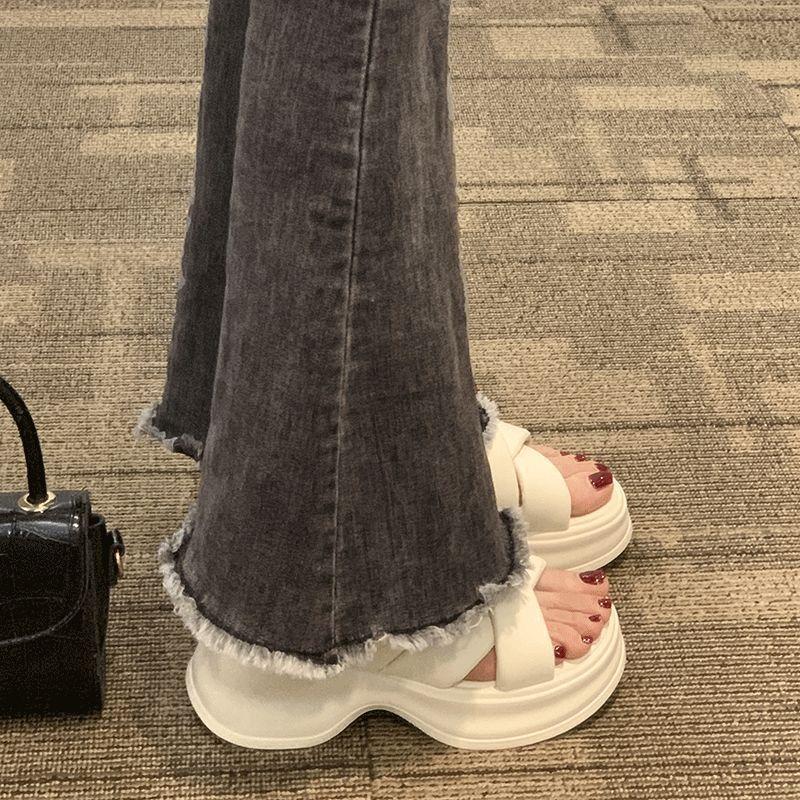 Outer slippers women's summer new fashion versatile woven word thick bottom non-slip casual cool slippers tide
