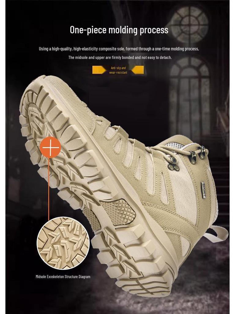 Men's Tactical Desert Combat and Mountaineering Boots for Outdoor Camping and Wilderness Sports