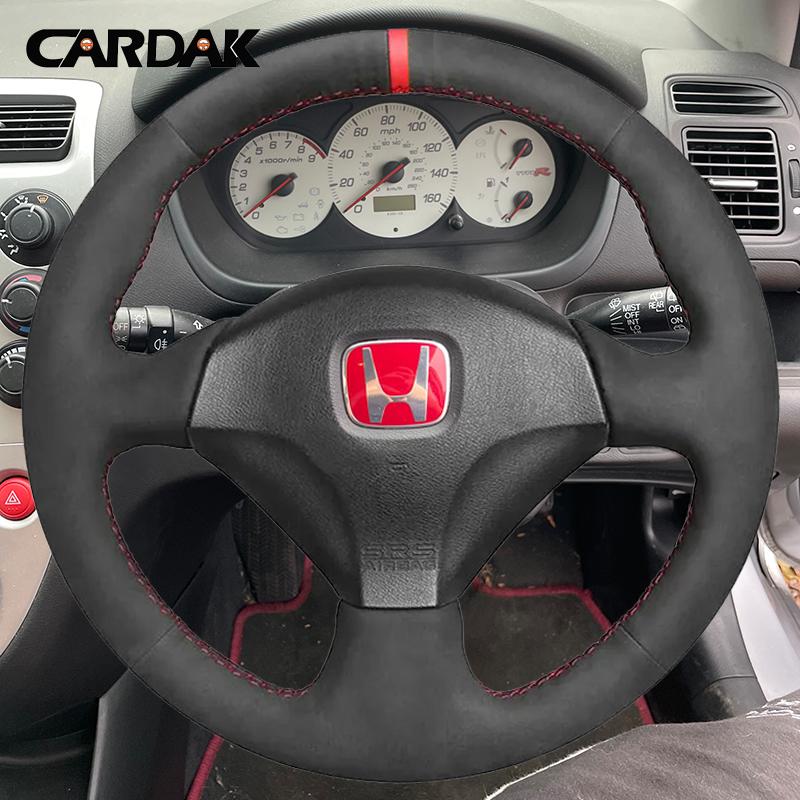 

DIY Black Suede Leather Car Steering Wheel Cover For Honda S2000 2000-2008 Civic Si 2002-2004 Acura RSX Type-S 2002-2006
