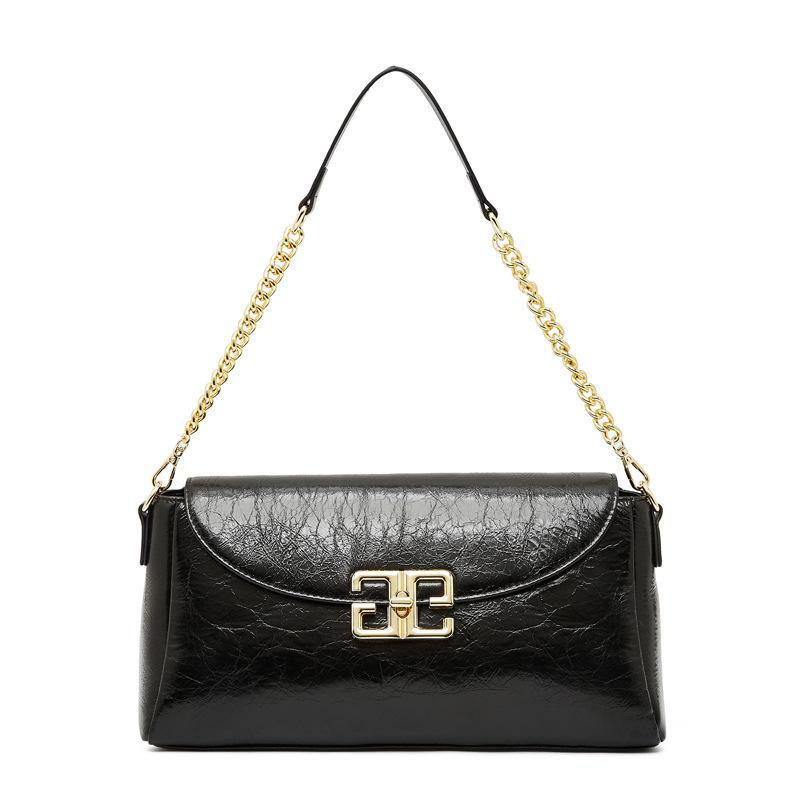 2024 Luxe Waxed Cowhide Shoulder & Crossbody Bag - Classic Autumn/Winter Women's Leather Tote