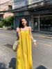 Seaside Resort Yellow Backless Spaghetti Strap A-line Summer Dress for Women