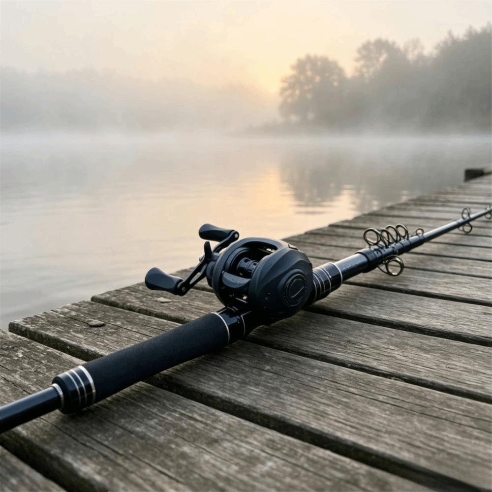 Carrete de Baitcasting Ultraligero Combo Caña de Pescar de Lanzamiento Largo para Viaje Caña de Pescar Mini Viaje