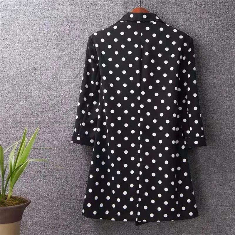Summer Women Blazer Polka Dots Thin Jacket Office Lady Suit Coat Professional Wear Casual Jackets Blazers