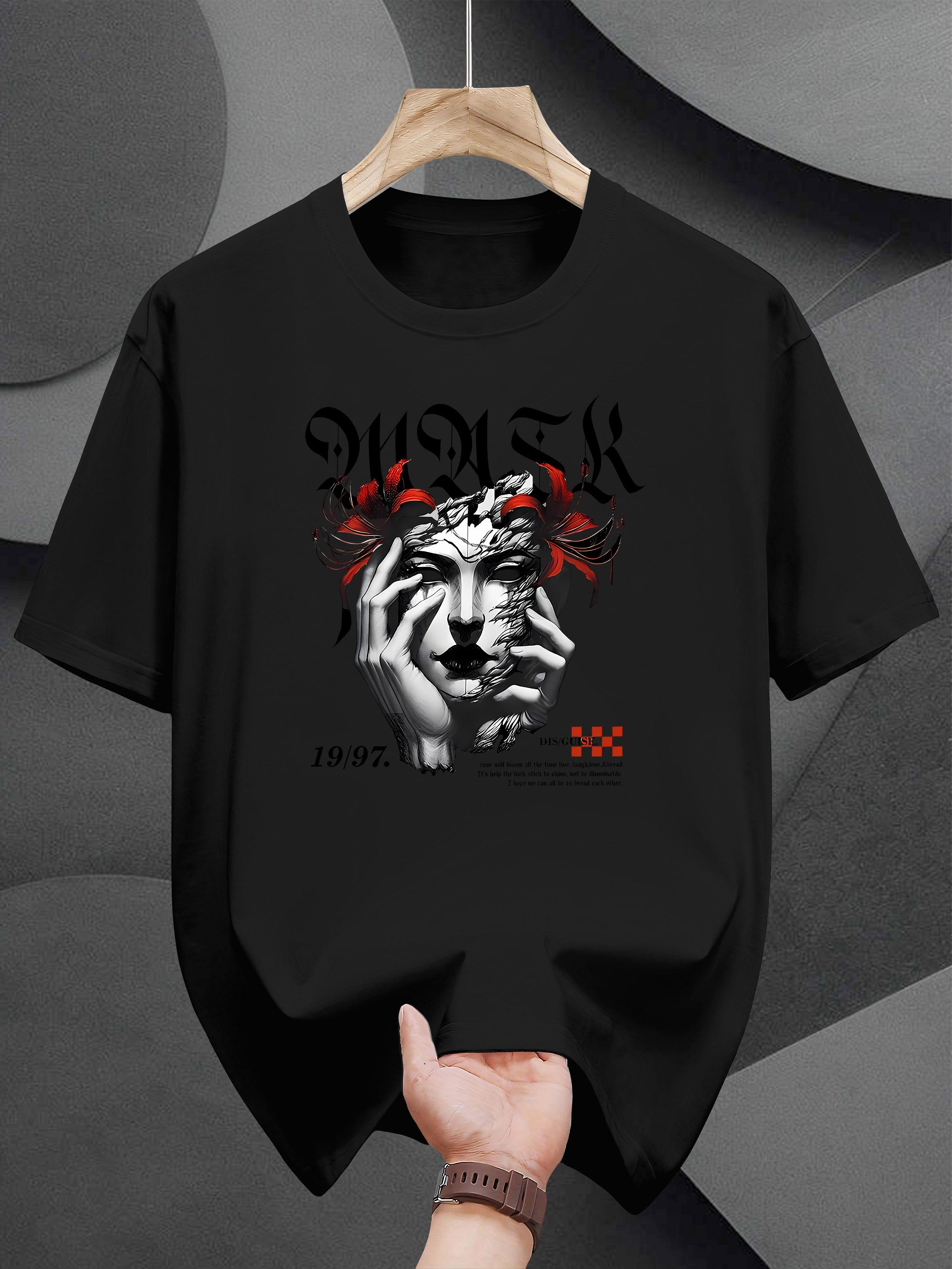 Graphic T-shirt - Stylish Black Tee with Skull & Roses Design S