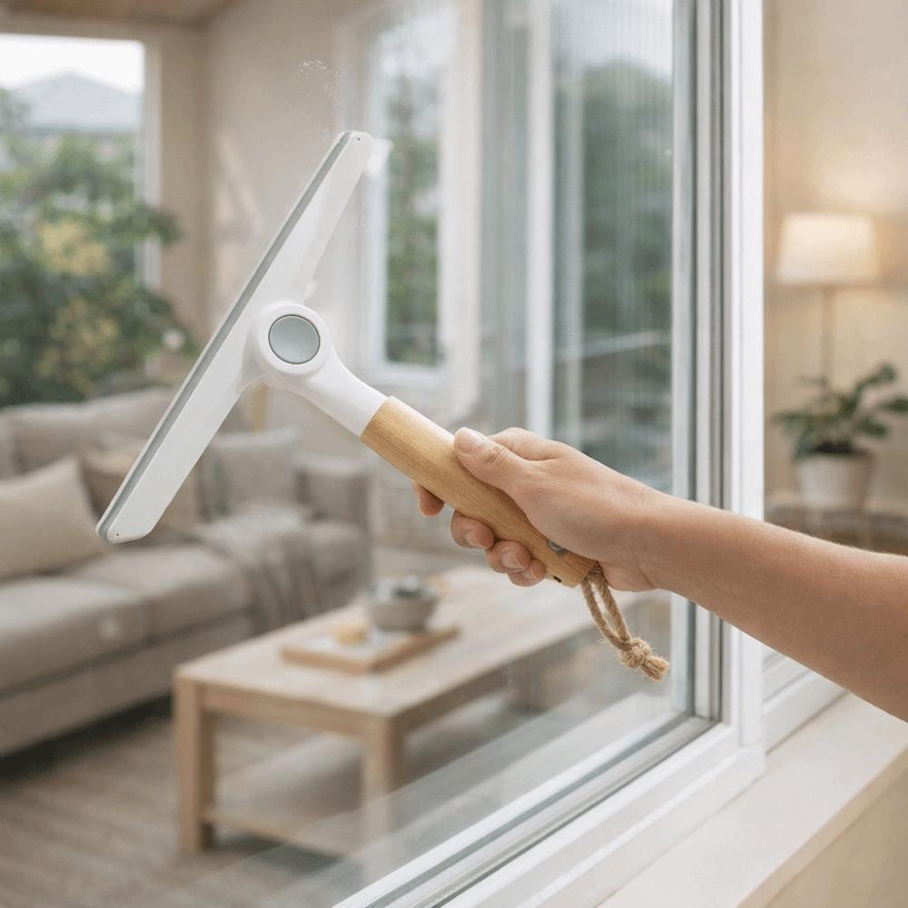 Non-Scratch Glass Wiper Wooden Handle Scraping Scraper Practical Water Wiper  Bathroom Mirror
