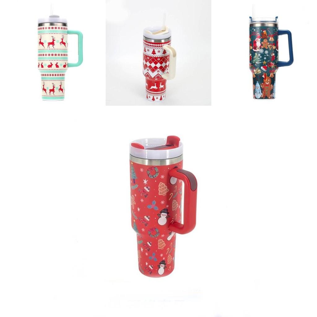 Premium 40oz Handled Car Cup With Innovative 5d Christmas Design Durable 304 Stainless Steel Insulated Beverage Holder
