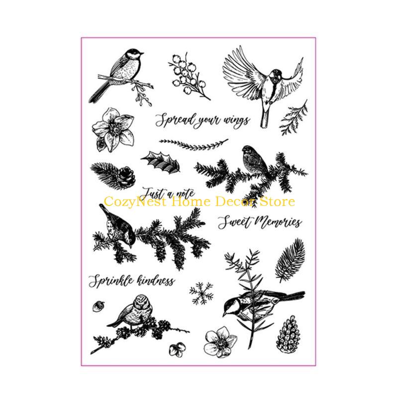 92MF Silicone Seal Stamp Scrapbooking Embossing Photo Album Paper Card Winter Birds