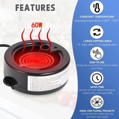 Melt Glue Pot 40W 200°C Fits Sticks and Pellets 25ml Electric Skillet for Hair