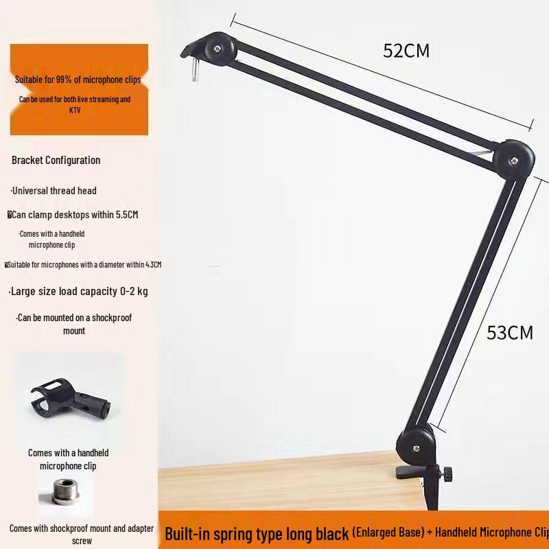 Desktop Condenser Microphone with Large Boom Arm and Shockproof Stand for Streaming and Recording