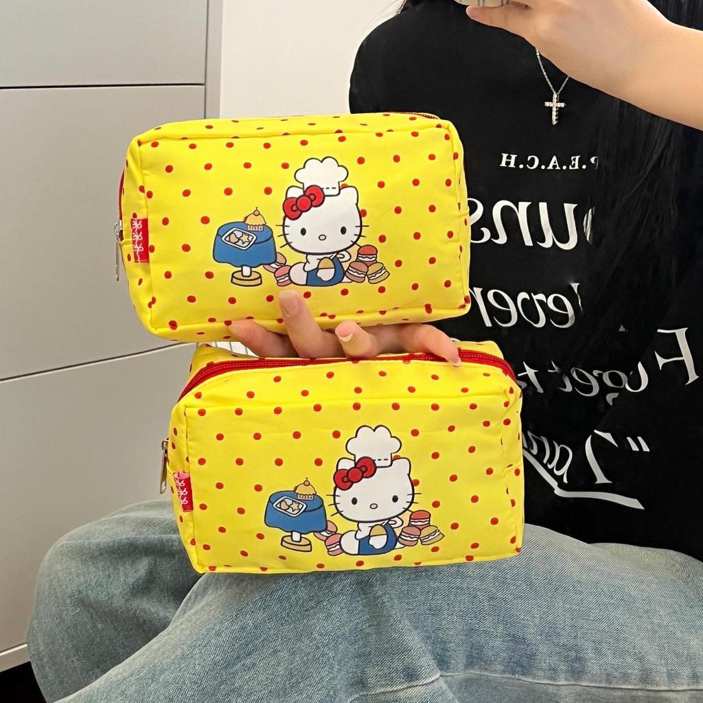 Japanese Polka Dot Cat Makeup & Travel Storage Bag - Large Capacity, Portable Women's Pouch