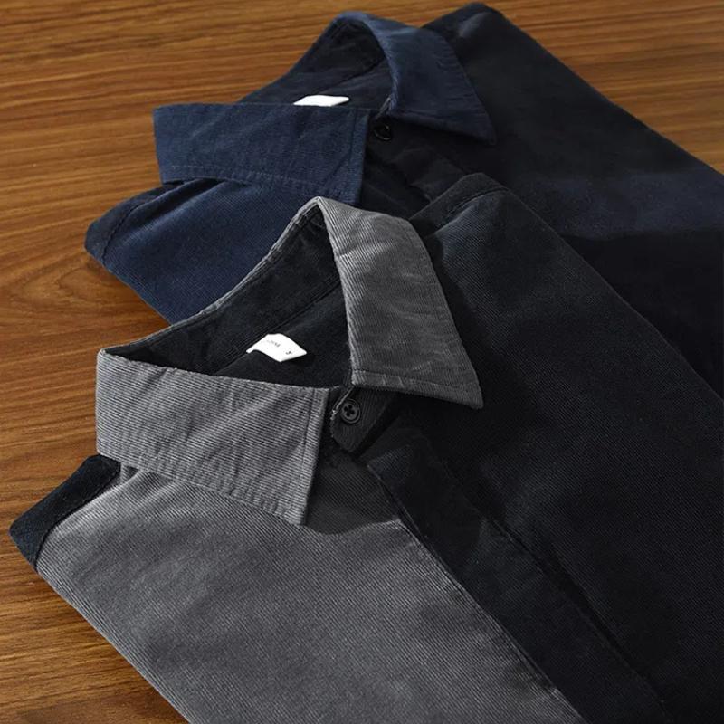 Spring/autumn Corduroy Long Sleeve Shirts for Men Youth Street Style Trending Loose Shirt Pure Cotton Patchwork Shirt Casual Top