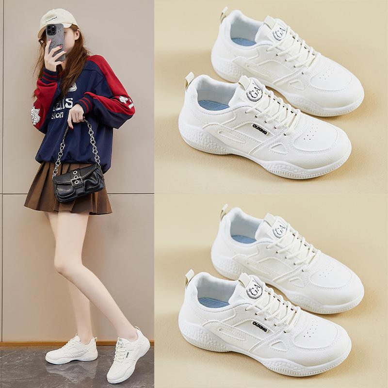 Women's Chunky Platform Sneakers Casual Breathable Lightweight PU Leather Walking Shoes Comfortable Non-Slip Lace-up Work Tennis Sneakers for Women
