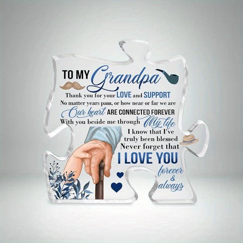 CEZII Grandpa Gift from Grandchildren, to My Grandpa Puzzle Acrylic Plaque, Fathers Day Birthday Gifts for Grandpa Grandfather