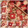 10PCS Best Wishes Luck Money Bag Dragon Pattern Red Envelope Traditional Red Pocket  Spring Festival