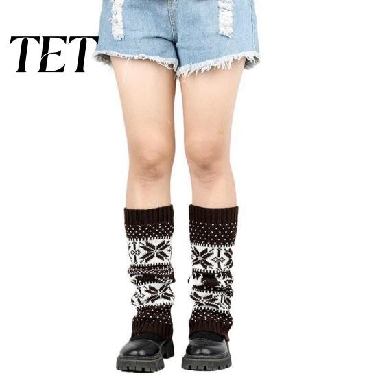 Cozy Acrylic Knit Leg Warmers Christmas Knitted for Women, Soft Ribbed Boot Socks with Fashionable Winter Accessories Snowflake And Deer Patterns,