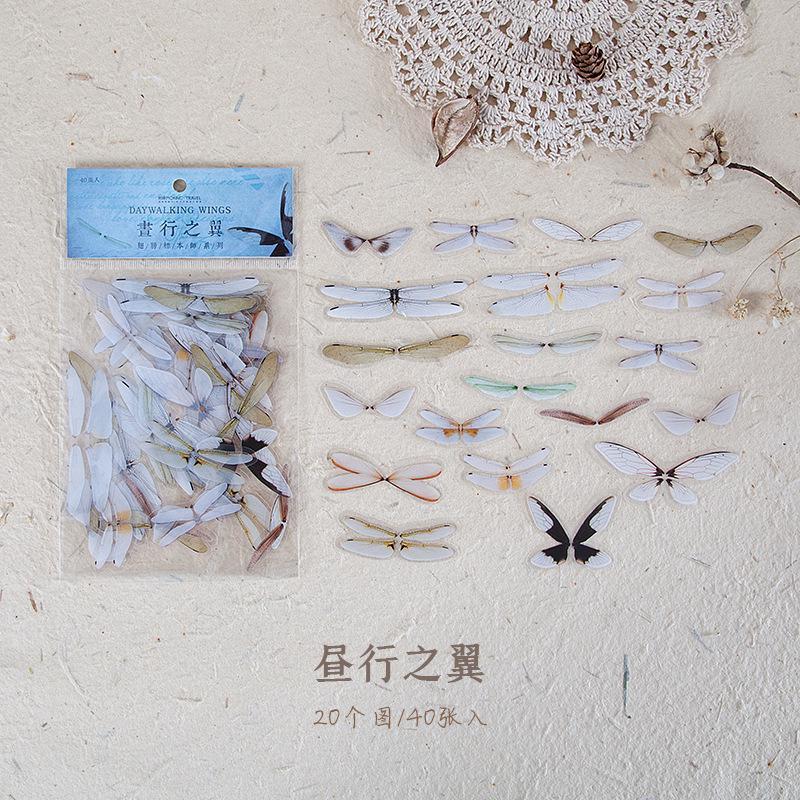 

40 PCS Vintage Butterfly PET Transparent Stickers Set Butterflies Resin Decals for Scrapbook DIY Crafts Laptops