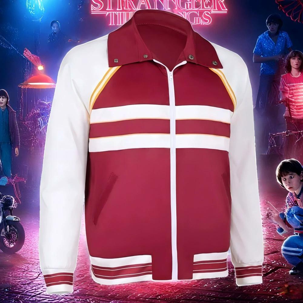 

Lucas Sinclair Red & White Jacket Cosplay Outfit - Stranger Things 2025 XXXL