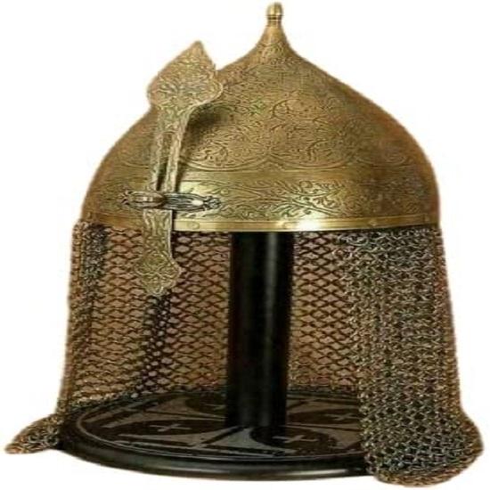 Nautical Store Knight 18ga Steel Medieval Indo Persian Helmet Islamic Helmet with Chain Mail