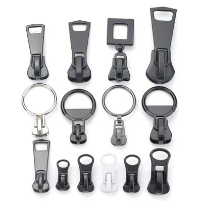 Black Resin Zipper with Thick Metal Puller, Sizes 3, 5, and 8 for Clothing