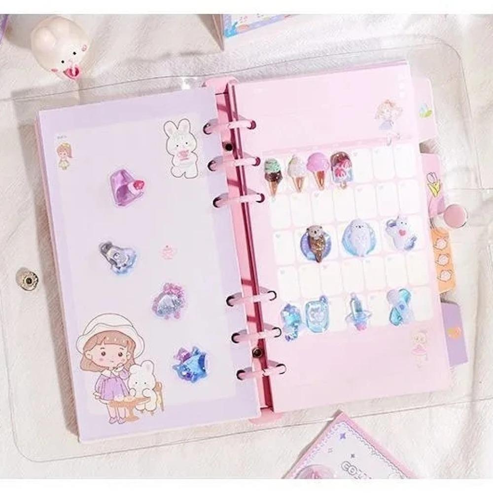 3 Pcs/6 Pcs Random 3D Creative Space Food Cartoon Round Relief Stickers Scrapbooking Diy Journal Cute Stationery Sticker