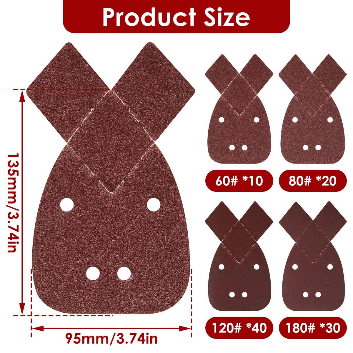 

100/200 шт. шлифовальных подушечек для мышей, зернистость 60/80/120/180, детальная наждачная бумага, орбитальная ладонь, черная абразивная бумага, шлифовальные подушечки 95x135mm