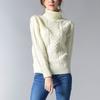 Women's Solid Color Turtleneck Sweater Long Sleeve Twisted Flower Base Sweater