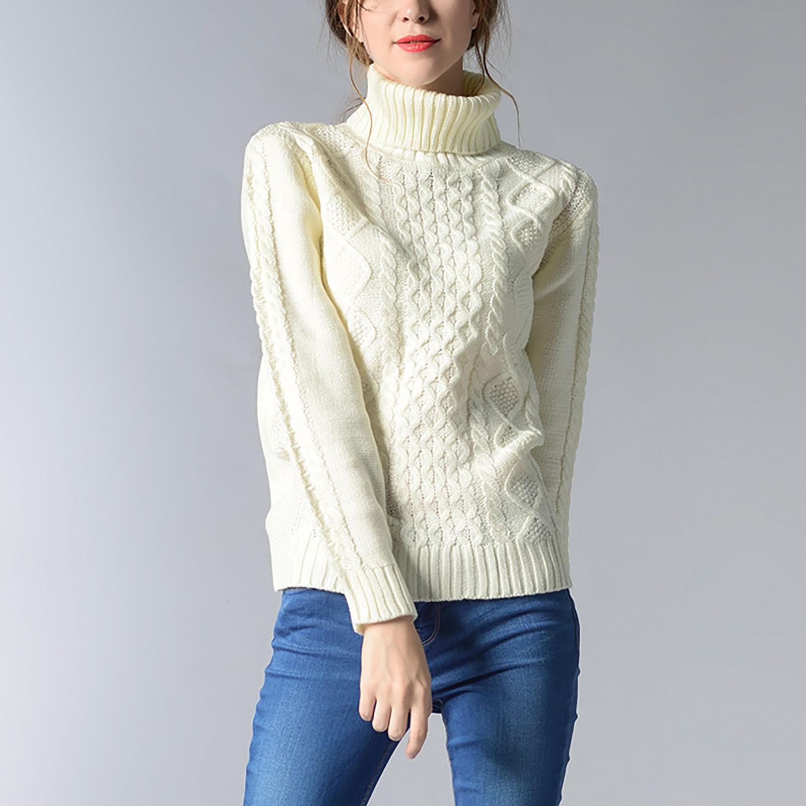 

Жіночий однотонний светр з високим горлом і довгими рукавами XXL білий