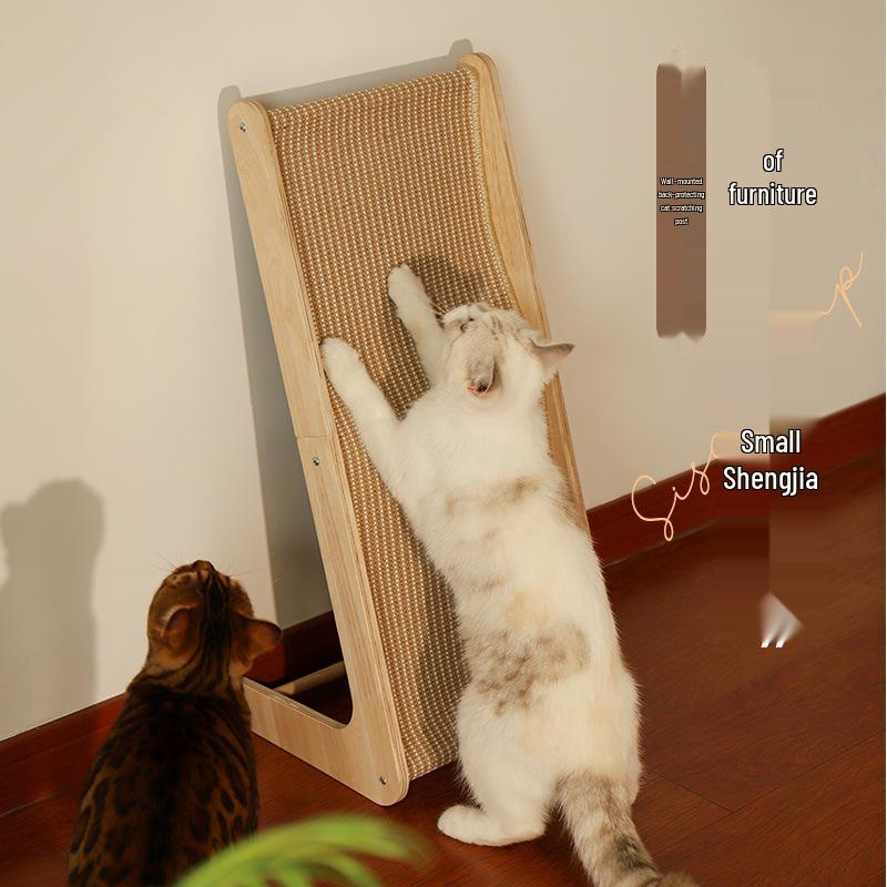L-Shaped Solid Wood Sisal Cat Scratching Post - Durable, No Debris, Anti-Scratch Sofa Protector & Toy