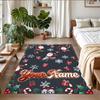Christmas Custom Name Printed Square Area Rug Soft Non Slip Floor Carpet For Bedroom Holiday Gift
