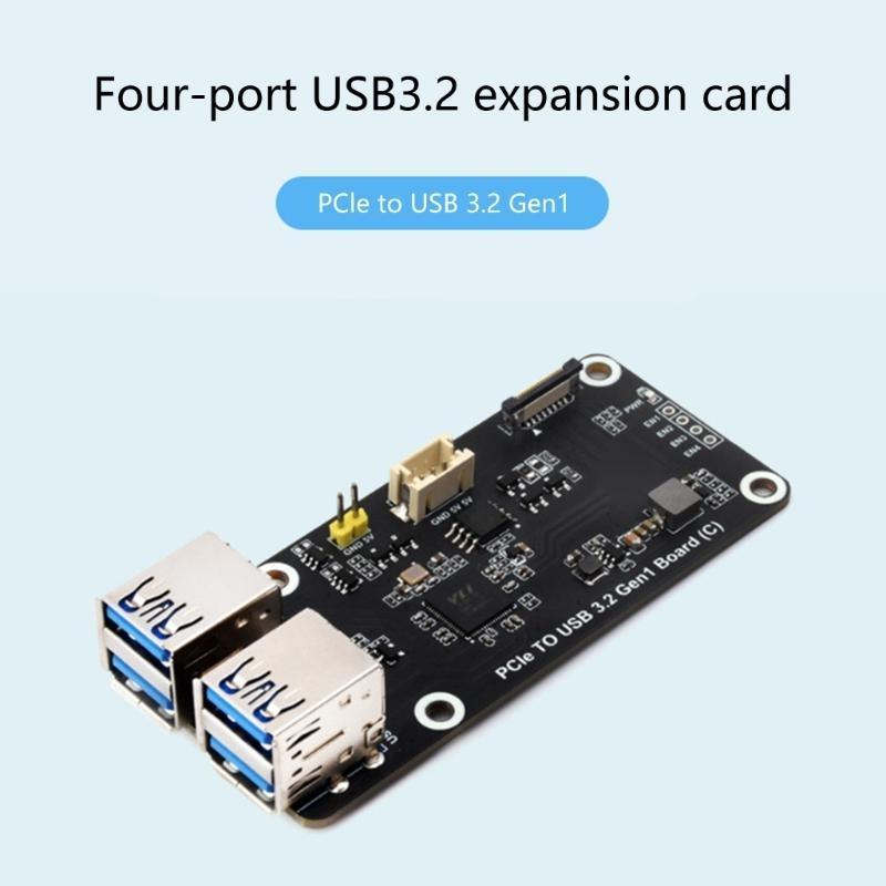 PCIe To USB3.2 Expansion Board, PCIe To 4 Port USB3.2 5Gbps Fast Speed Transfer Adapter Board Drivefree