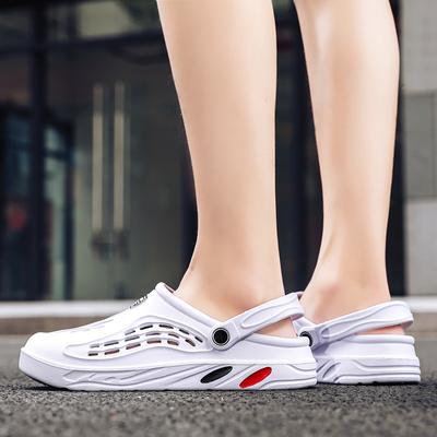 New Summer Couple Beach Shoes Men's Hole Shoes One-word Sandals Are Light and Soft Plus Size