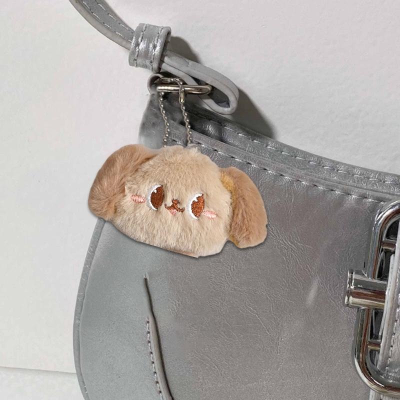 Plush Dog Keyring Charm with Chain, Car Key Holder Handbag Charm Keychain Accessories for Kid Girl Women