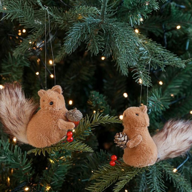 Cartoon Squirrel Hanging Decoration With Pinecone Accent Holiday Decoration For Christmas Gifts