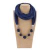 Vintage Style Beaded Pendant Scarf Solid Color Beaded Shawl Wrap Ethnic Necklace Scarf  Party