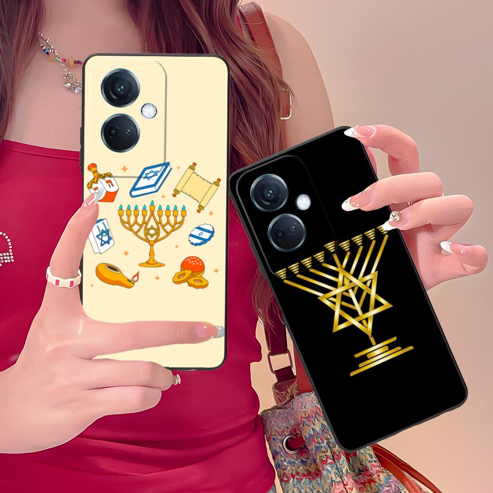 Jewish Hanukkah Mobile Phone Case for OPPO Reno 14 13 12 11 10 9 8 7 6 5 F T Pro 5G Colorful Printing Cover Luxury Cover Pretty