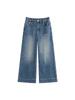 Plus Size Women's Retro Wide-Leg Jeans - Spring 2026 Fashion, Versatile Loose Fit, Straight-Leg Pants for Chubby Girls (NK1385)