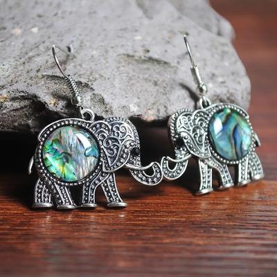 European and American Cute Elephant Shaped Pendant Earrings Retro Style Jewelry Accessories