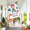 1pc, Festive "Let It Snow" Snowman & Christmas Tree Design Double-Sided Polyester Garden Flag, Outdoor Yard Decor, Lawn Flag Only, No Power Needed